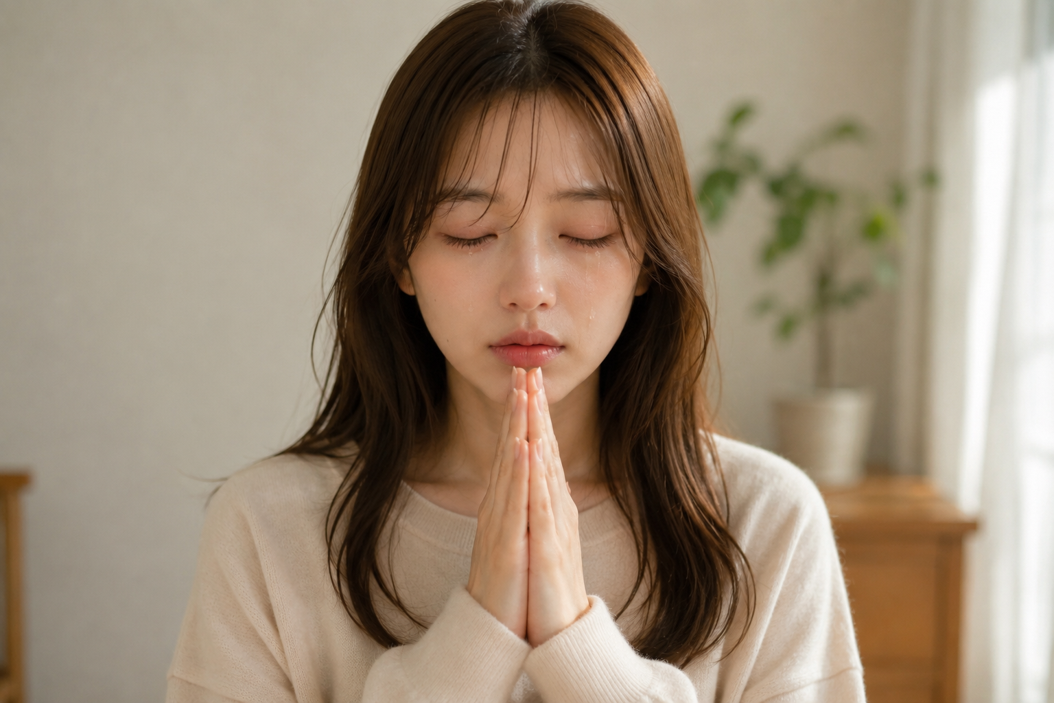 祈りを捧げる女性のイメージ