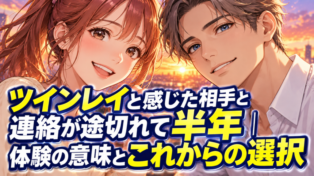 恋愛アニメ風の20代の男女の表情アップと「ツインレイと感じた相手と連絡が途切れて半年|体験の意味とこれからの選択」の大きなタイトル