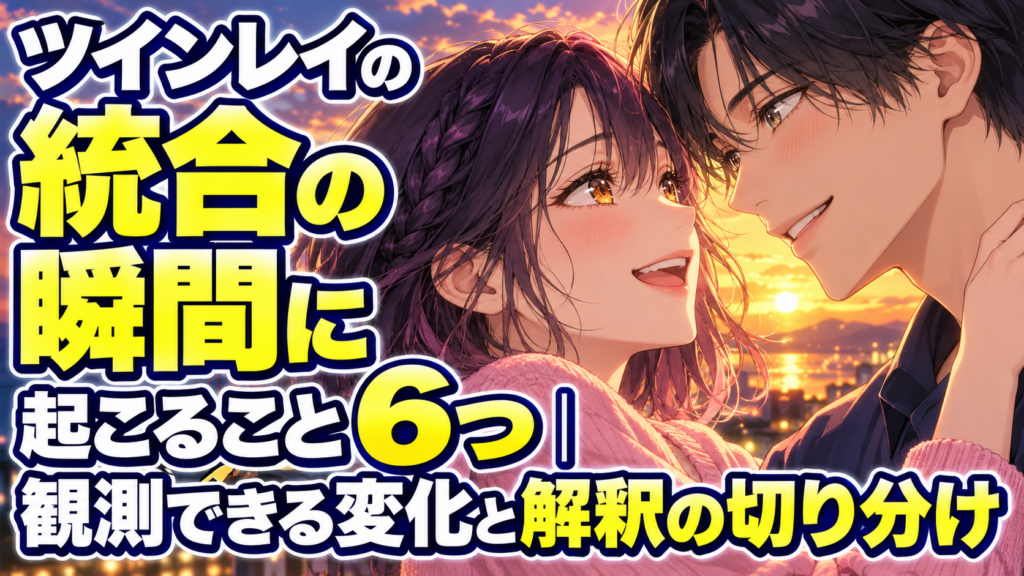 ツインレイの統合の瞬間に起こること6つ|観測できる変化と解釈の切り分けの恋愛アニメ風イメージ