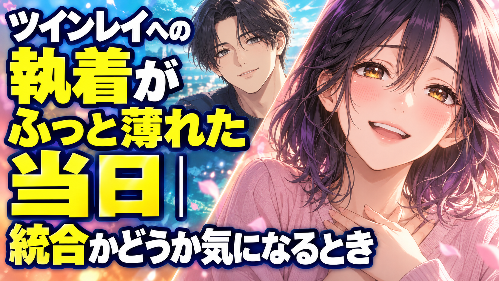 ツインレイへの執着がふっと薄れた当日｜統合かどうか気になるときの恋愛アニメ風イメージ