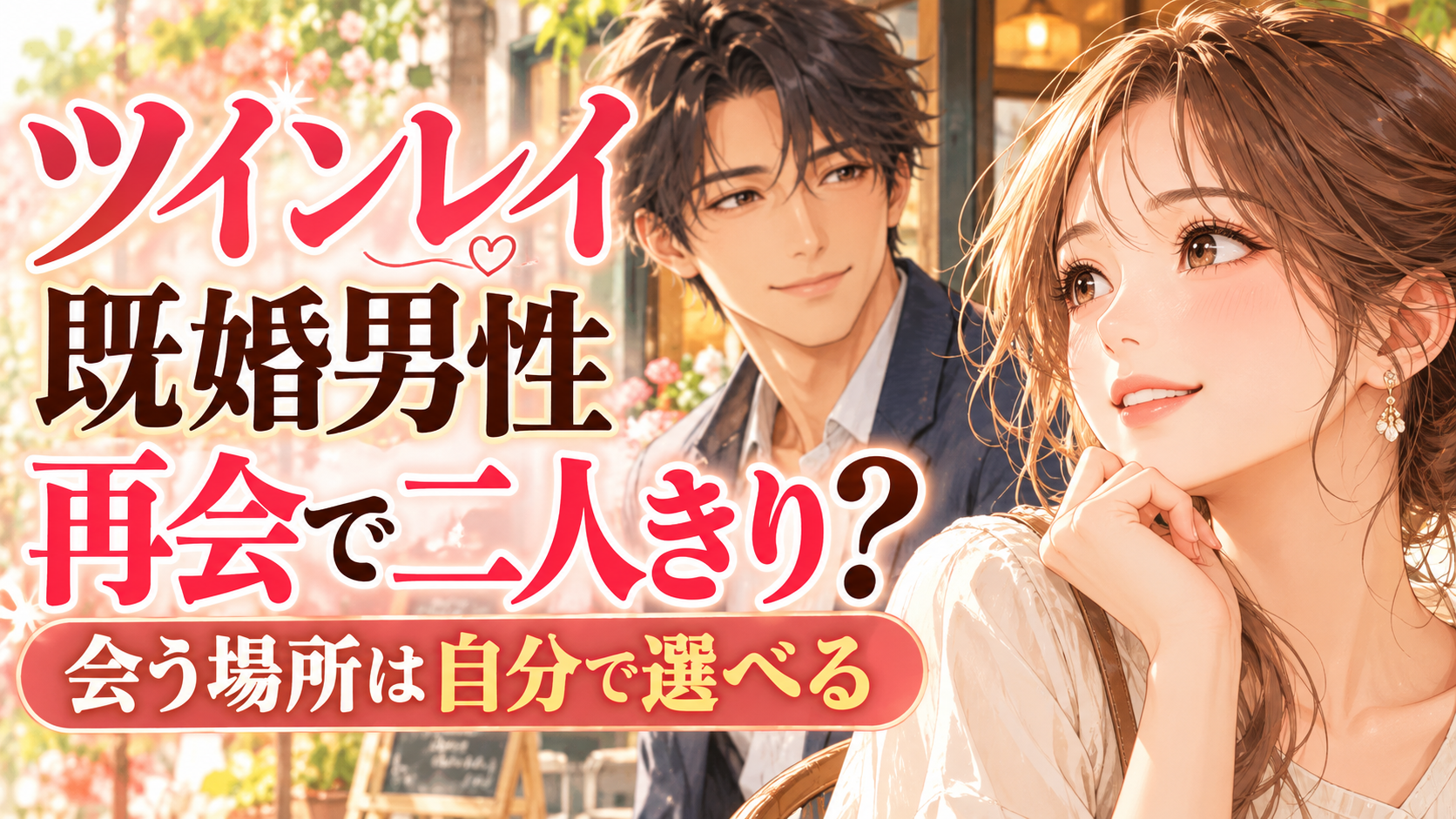 再会の場所について穏やかに話し合う男女のイラスト