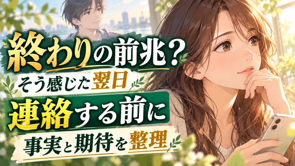 サイレント期間の終わりの前兆と感じた翌日、連絡する前に事実と期待を整理する恋愛アニメ風イメージ